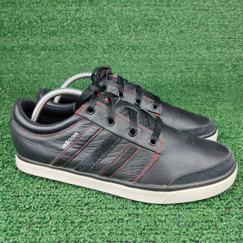 Adidas Golf Shoes Mens 9 Black Adicross Q47006 Spikeless Leather Sneakers
